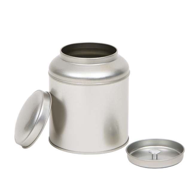 Round tin with domed lid and inner lid, large
