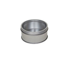 Round tin with screw lid and window, small