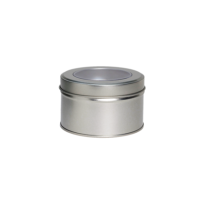 Round tin with window