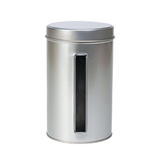 Round tin 500 g with window