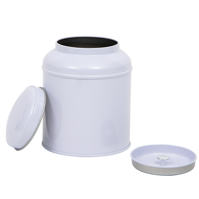 Round tin with domed lid and inner lid, large