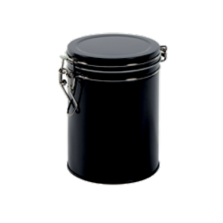 Round tin with clip closure