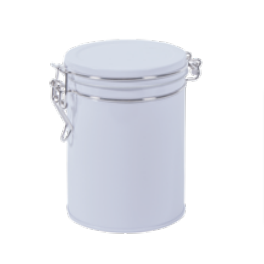 Round tin with clip closure