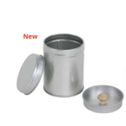 PL 387 - Round Spice Tin with Inner Lid and Wooden Knob