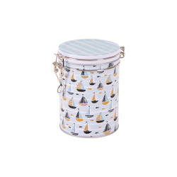 Round tin with clip closure