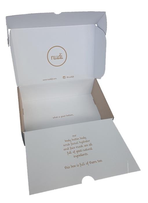 Belmont Packaging box up Nudis premium brand with cheeky finish