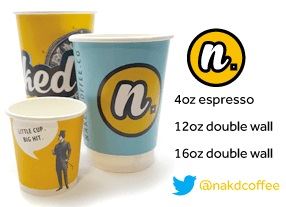 Printed Cup Company provide coffee cup range for Naked Coffee
