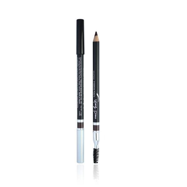 Wooden Eyebrow Pencil with Aluminum Detail and Brush