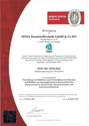 Primary Packaging for Medicine: ISO 15378:2006