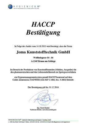 HACCP - compliant Monitoring Program