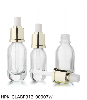 Oval Thick Base Glass Pipette Dropper Bottle With Aluminum Collar