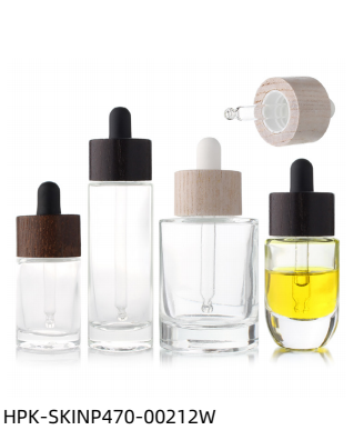 Thick Glass Pipette Dropper Bottle with Wood Collar