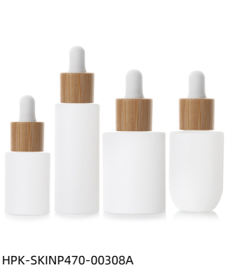 White Glass Pipette Dropper Bottle with Bamboo Collar