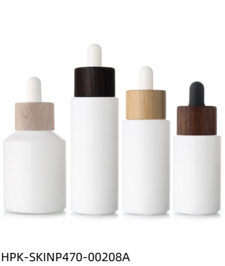 White Thick Porcelain Pipette Dropper Bottle with Wood/Bamboo Collar