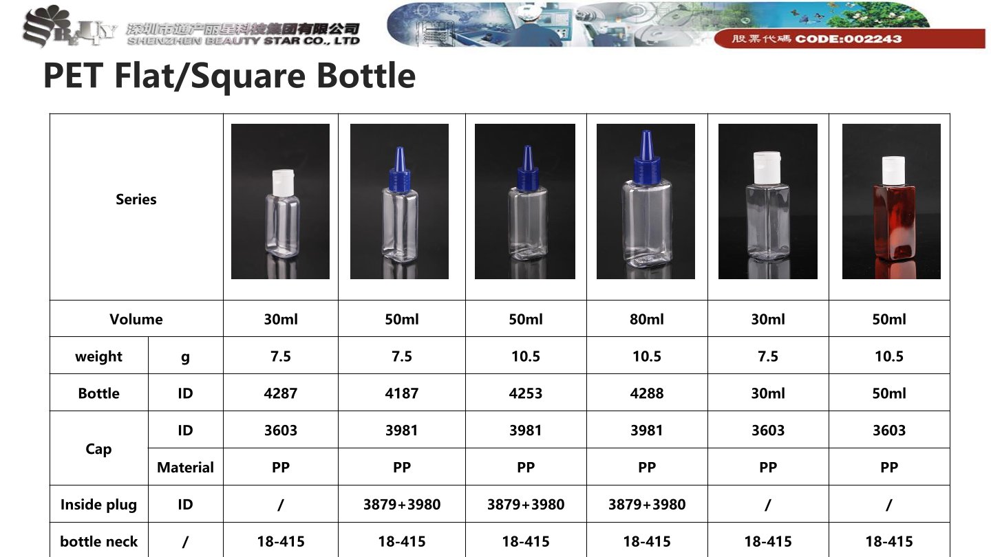 PET Flat/Square Bottle 30ml (3603)