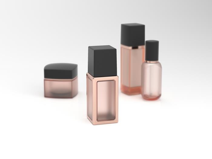 Plastic framed cuboid bottle