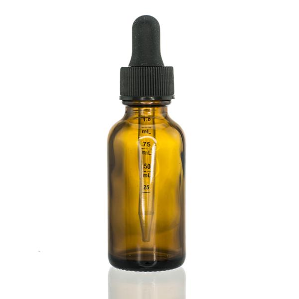 Amber Gloss Boston Round Bottle Dropper with Graduation Plastic Pipette