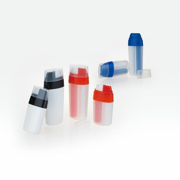 Dual Chamber Plastic Airless Pump Bottles With Two Piece Actuator