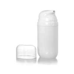 All White Airless Bottle with Clear Cap