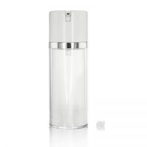 White Actuator Silver Neck Round Airless Bottle 80ml
