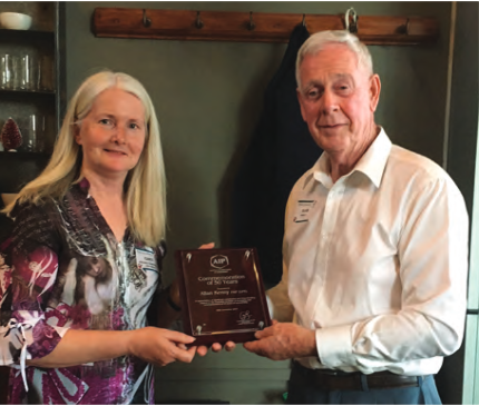 Allan Kenny FAIP is awarded 50 year membership commemoration