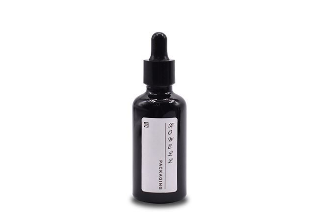 Cylindrical Black Glass Essential Oil Bottle