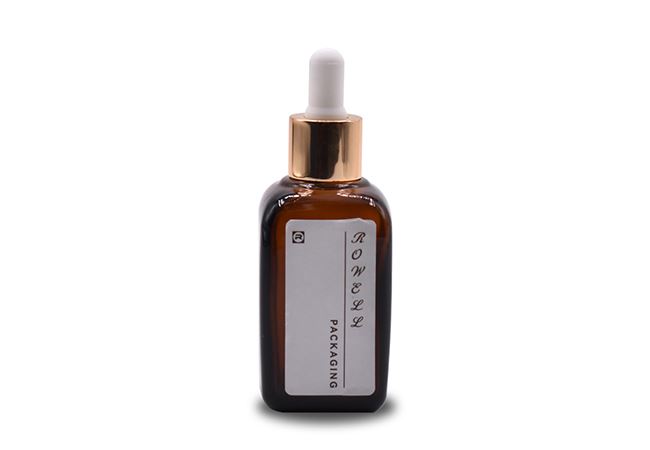 Square Amber Glass Bottle