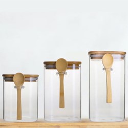 Round Glass Jar with Wooden Spoon