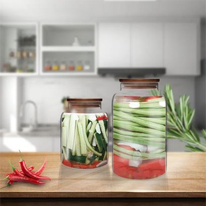 Round Glass Container for Food Pickling