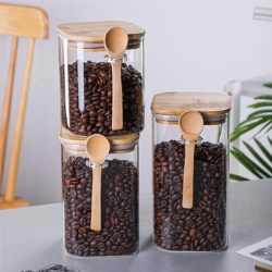 Square Glass Jar with Spoon