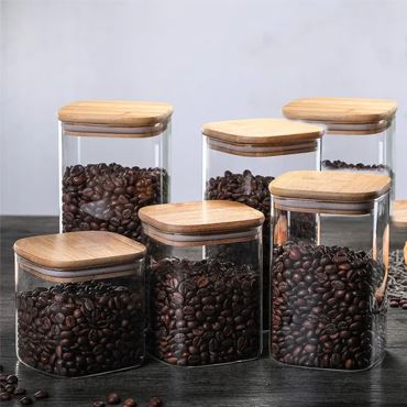 Square Glass Jar for Coffee Beans