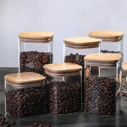 Square Glass Jar for Coffee Beans