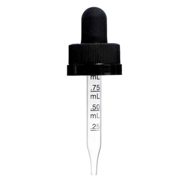 0.5 oz Black Child Resistant with Tamper Evident Seal Graduated Glass Dropper (18-400)