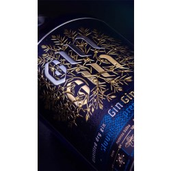 Gin Embossed Label with Intricate Gold Foil Detailing
