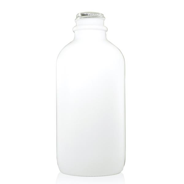 4 oz Matte White Boston Round Glass Bottle with 22-400 Neck Finish