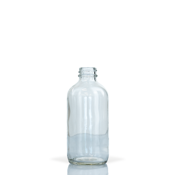 8 oz Clear Boston Round Glass Bottle with 28-400 Neck Finish