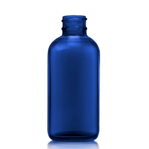 4 oz Cobalt Blue Boston Round Glass Bottle with 24-400 Neck Finish