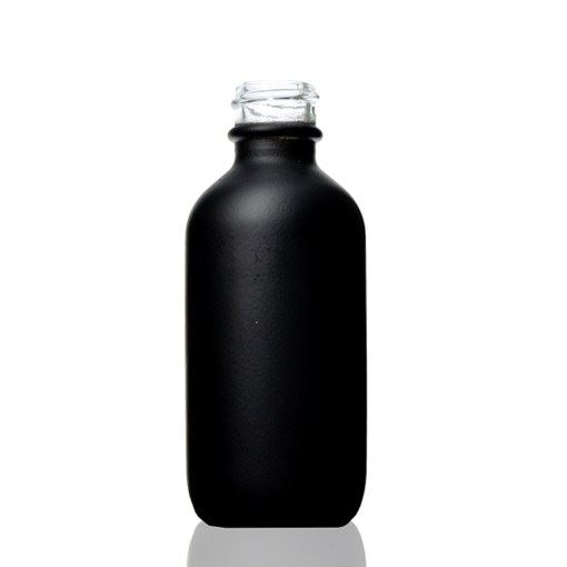 2 oz Matte Black Boston Round Glass Bottle with 20-400 Neck Finish