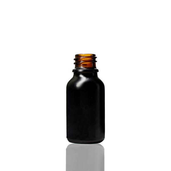 15 ml Amber with Matte Black Coating Euro Round Glass Bottle with 18 DIN Neck Finish