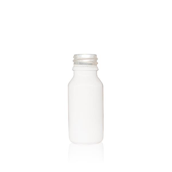 15 ml Glossy White Euro Round Glass Bottle with 18 DIN Neck Finish