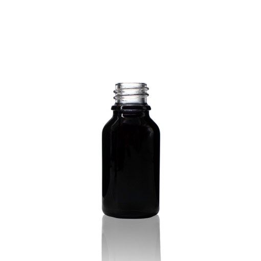 15 ml Shiny Black Euro Round Glass Bottle with 18 DIN Neck Finish