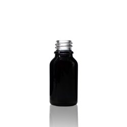 15 ml Shiny Black Euro Round Glass Bottle with 18 DIN Neck Finish