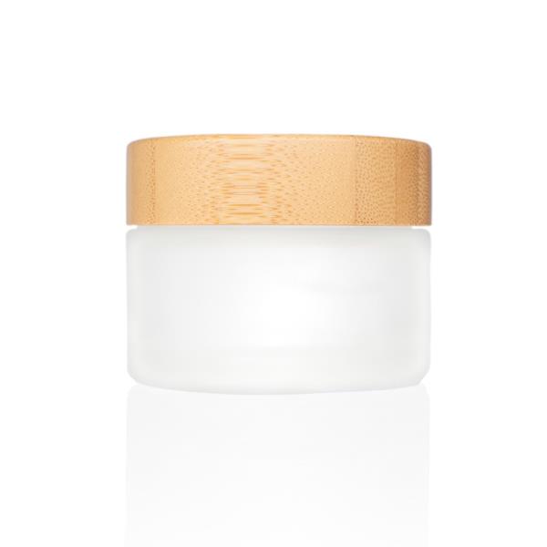 50g Frosted Glass Cream Jar with Bamboo Lid