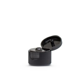 Black Polypropylene 24-410 Ribbed Skirt Hinged Flip Top Dispensing Cap