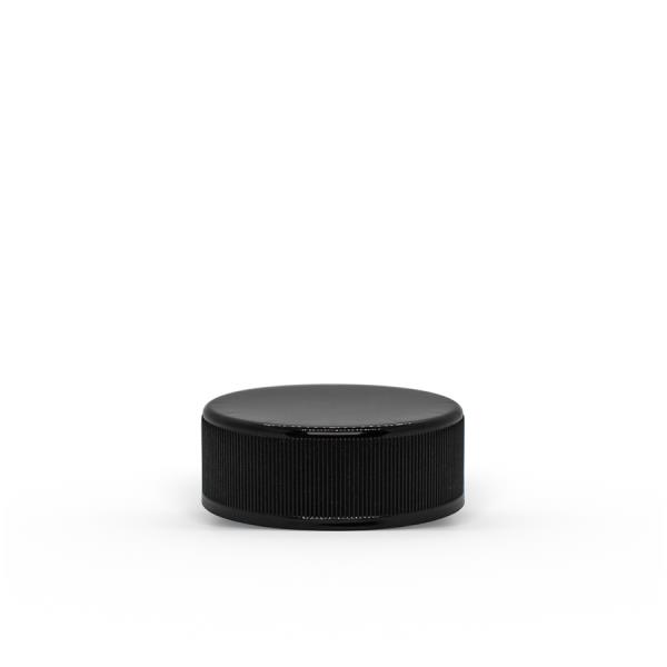 38-400 Black Ribbed Child-Resistant Plastic Cap with Foam Liner