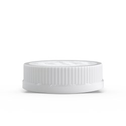 53-400 White “Push Down and Turn” Child-Resistant Ribbed Skirt Lid with Foam liner