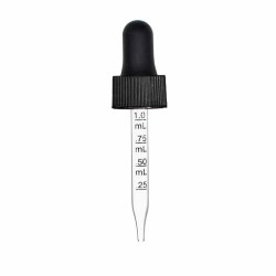 0.5 oz Black Graduated Glass Dropper (18-400) (Ribbed)