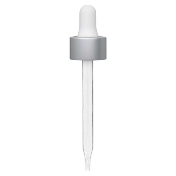 2 oz Matte Silver and White Glass Dropper (20-400) (Smooth)