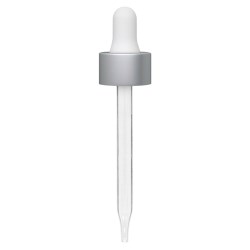 2 oz Matte Silver and White Glass Dropper (20-400) (Smooth)