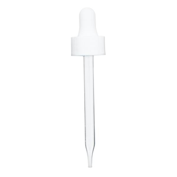2 oz White Glass Dropper (20-400) (Semi-Ribbed)